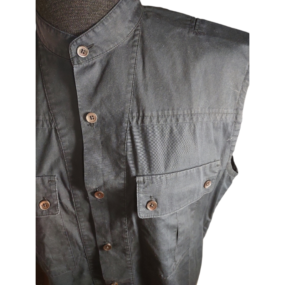 Helmut LangBlue Mock Neck Sleeveless Button-Up Top XS - Picture 4 of 11